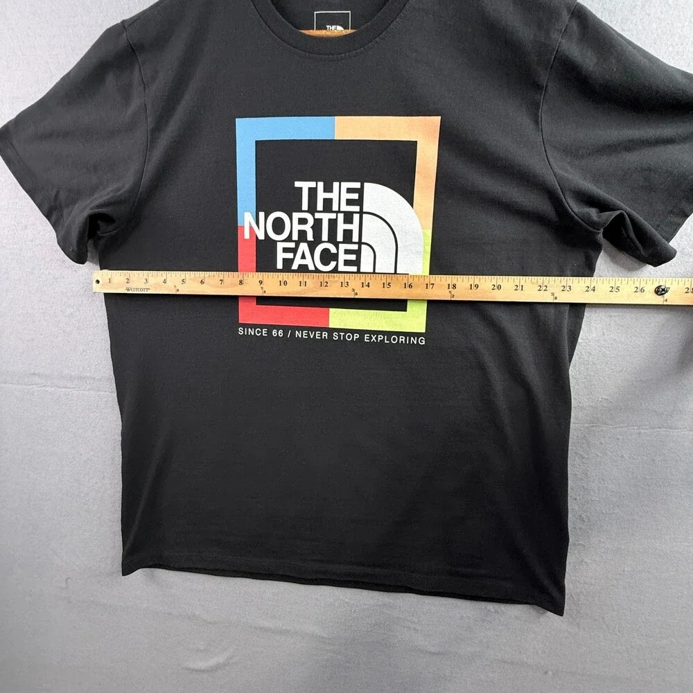 The North Face Mens XL Black Graphic T-Shirt Box Logo Recycled Materials